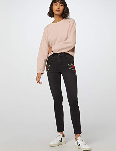 find. Women's Embroidered Slim Jeans, Black, W28/L32