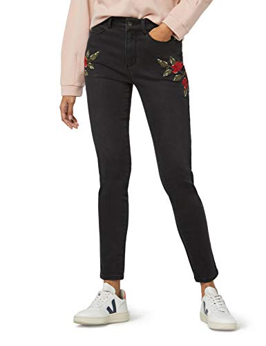 find. Women's Embroidered Slim Jeans, Black, W28/L32
