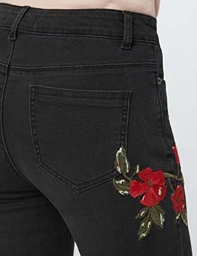 find. Women's Embroidered Slim Jeans, Black, W28/L32