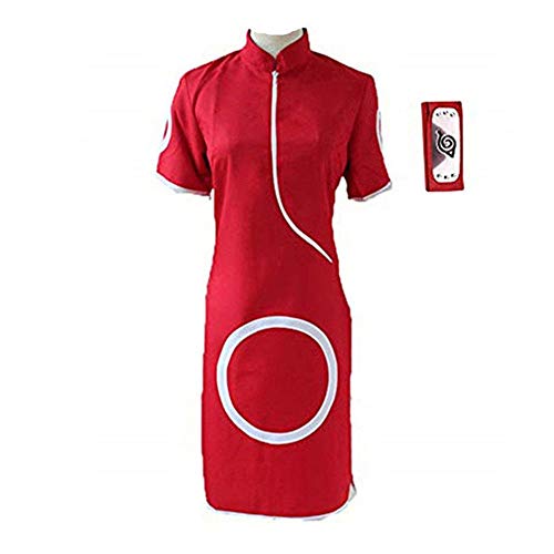 FINDPITAYA Naruto Disfraz para Adulto - Sakura Haruno Cosplay Costume con Bandana - Primera generación (M)
