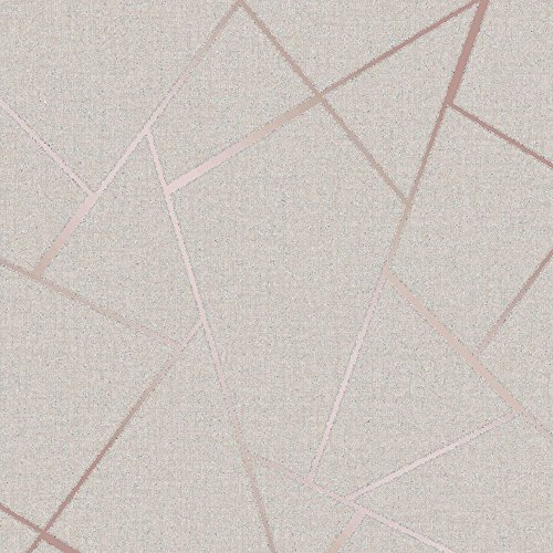 Fine Décor FD42282 - Papel pintado fractal de cuarzo, color oro rosa