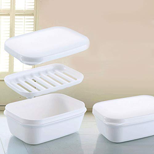 FineGood - Juego de 4 Piezas de jabonera a Prueba de Agua, jaboneras, Caja de jabón portátil con Drenaje de jabón para baño