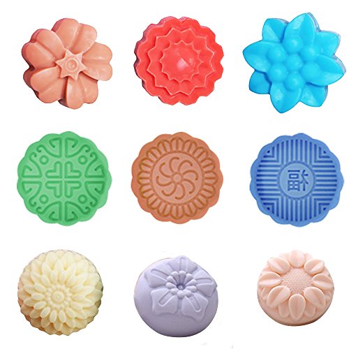 FineGood Molde de Pastel de Silicona con 3 moldes para Pastel, moldes de Flores Hacer Galletas de Chocolate con gelatina, Bandejas de jabón Artesanal de Bricolaje, 6 cavidades, Azul, Rosa