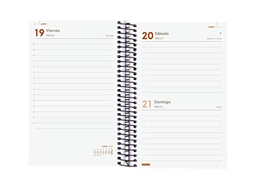 Finocam - Agenda 2021 1 Día página Espiral Opaque Negro Español