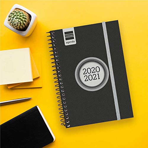Finocam - Agenda Curso 2020-2021, 1 Día Página Espir Label, Negro, Español, E10-155 x 212 (Sobremesa)