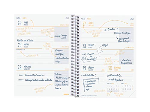 Finocam - Agenda Curso 2020-2021 Octavo- Semana Vista Apaisada Secundaria Sueños Español, 8º - 120 x 164 (mediano)