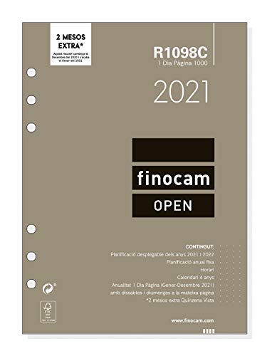 Finocam - Recambio Anual 2021 1 Día página Open R1098C Catalán