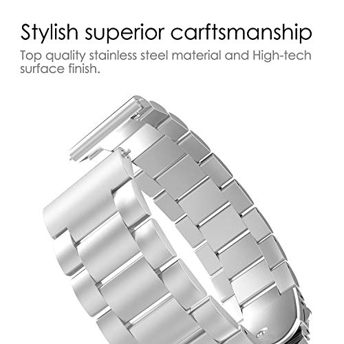 Fintie Correa Compatible con Huawei Watch GT 2/Huawei Watch GT 46mm Sport/Classic/Active/Elite - Pulsera de Repuesto de Acero Inoxidable Banda Ajustable de Metal, Plateado