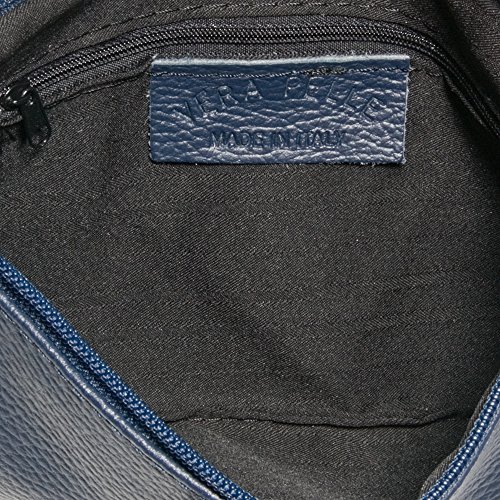 FIRENZE ARTEGIANI. Allerona Bolso de Mano Mujer.Piel auténtica Dollaro .Made in Italy. Vera Pelle Italiana.24x2x14,5 cm. Color: Azul Marino