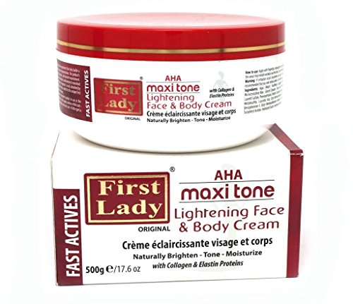 First Lady Premium AHA Maxi tono piel aclarante cara & cuerpo crema 500 g – con colágeno y elastina proteínas