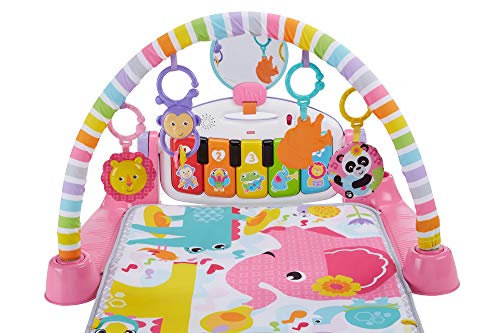 Fisher-Price-FWT25 Gimnasio Piano Pataditas Manta de Juego en inglés para bebé recién Nacido, Color Rosa (Mattel FWT25)