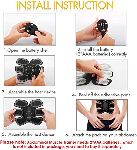 FISHOAKY EMS Electroestimulador Muscular Abdominales, Estimulador Muscular Abdominales, Eñectro Estimulador Abdominal, EMS Trainer para Abdomen/Brazo/Piernas/Cintura para Hombres y Mujeres