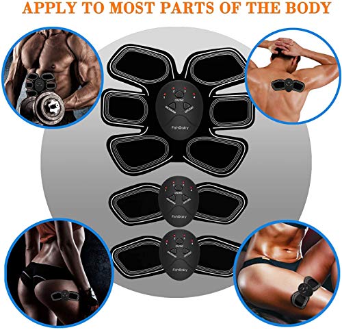 FISHOAKY EMS Electroestimulador Muscular Abdominales, Estimulador Muscular Abdominales, Eñectro Estimulador Abdominal, EMS Trainer para Abdomen/Brazo/Piernas/Cintura para Hombres y Mujeres