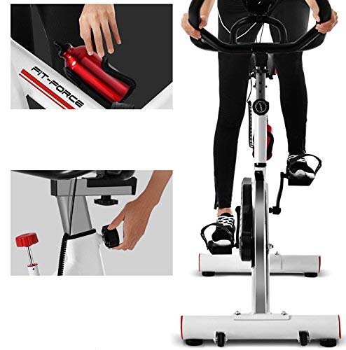 FIT-FORCE Bicicleta estática X24KG con Volante de inercia de 24 Kilos Blanco