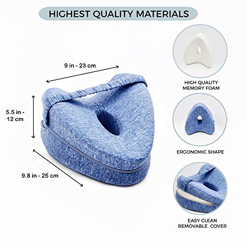 FIT&CANNY Almohada Ortopédica 100% Espuma Viscoelástica para dolores de rodillas, piernas y lumbares. Almohada rodillas para dormir de lado. Cojín para dar alivio al nervio ciático. Cojín embarazo.