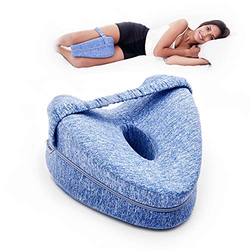 FIT&CANNY Almohada Ortopédica 100% Espuma Viscoelástica para dolores de rodillas, piernas y lumbares. Almohada rodillas para dormir de lado. Cojín para dar alivio al nervio ciático. Cojín embarazo.