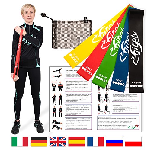 FitFitaly Bandas Elasticas Resistencia - 5 Gomas Fitness, PDF Guía De Ejercicios En Español