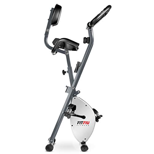 FITFIU Fitness BEST-220 Bicicleta Estática Spinning plegable con respaldo regulable, Pulsómetro y volante de inercia de 8 kg Entrenamineto Fitness a 8 niveles de esfuerzo, Unisex adulto, Gris