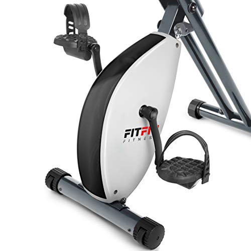 FITFIU Fitness BEST-220 Bicicleta Estática Spinning plegable con respaldo regulable, Pulsómetro y volante de inercia de 8 kg Entrenamineto Fitness a 8 niveles de esfuerzo, Unisex adulto, Gris