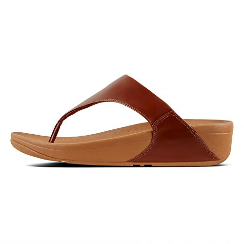 FitFlop Lulu Leather Toepost, Sandalias con Plataforma para Mujer, Marrón (Caramel 098), 39 EU