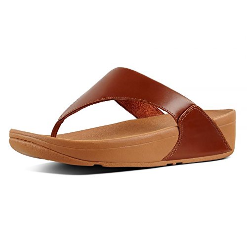 FitFlop Lulu Leather Toepost, Sandalias con Plataforma para Mujer, Marrón (Caramel 098), 39 EU