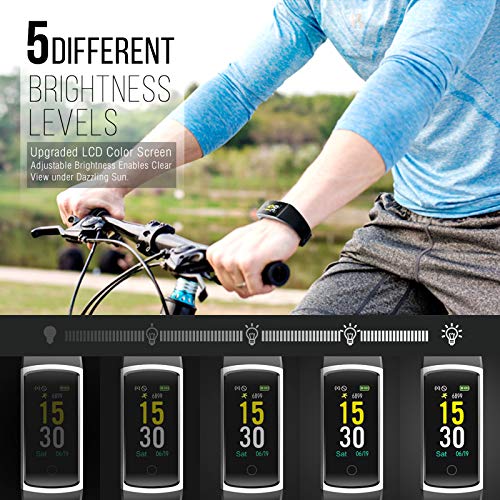FITFORT Pulsera de Actividad Reloj Inteligente para Hombre y Mujer, IP68 Impermeable Reloj Deportivo con Rtmo Cardíaco, Presión Sanguínea, Sueño Monitor, Contador y Calorías para Android y iOS