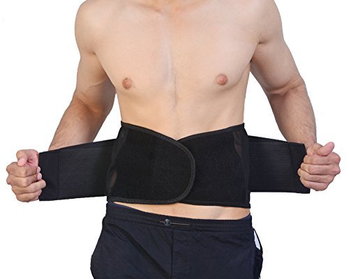 FitMad Regulable Neopreno Doble Tirador Lumbar Apoyo Inferior Espalda Cinturón Venda - Dolor De Espalda/Hernia Disco Alivio del Dolor - 5 Tamaños (S, M, L, XL, XXL) - Negra y Azul, Mediana