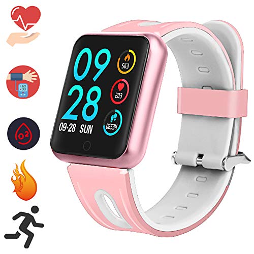 Fitness Tracker IP67 Impermeable Pulsera Actividad Inteligente Rastreador de Actividad de Pantalla en Color Monitor de Pulso cardiaco/Podómetro/Monitor de sueño,para Hombre y Mujer (P68 Oro Rosa)