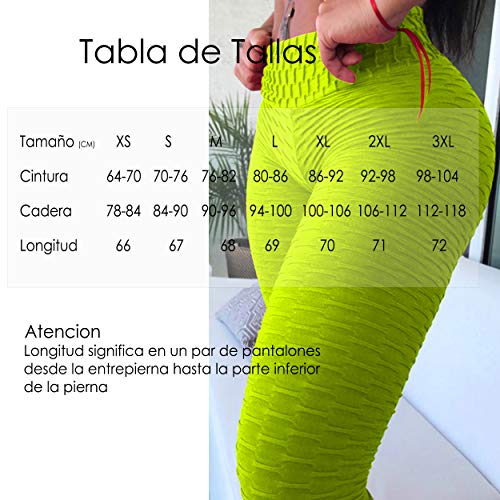 FITTOO Leggings Push Up Mujer Mallas Pantalones Deportivos Alta Cintura Elásticos Yoga Fitness  Amarillo S