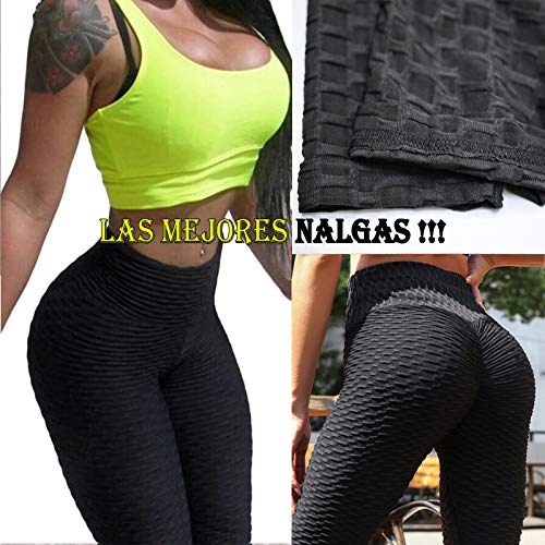 FITTOO Leggings Push Up Mujer Mallas Pantalones Deportivos Alta Cintura Elásticos Yoga Fitness Negro S