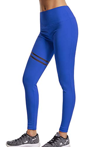 FITTOO Pantalones Deportivos Leggings Mujer Yoga de Alta Cintura Elásticos y Transpirables para Running Fitness Yoga con Gran Elásticos630 Azul S