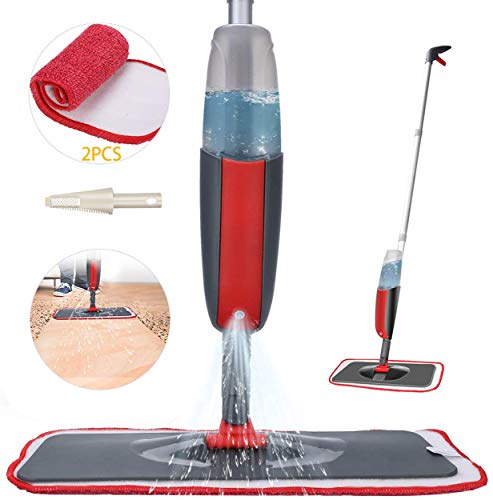 Fixget Fregona Mopa, Mopa con Pulverizador, Spray Mop Microfibra con 2 la Almohadilla Reutilizable y 1 Botella para Laminado, Teja, Suelo de Madera