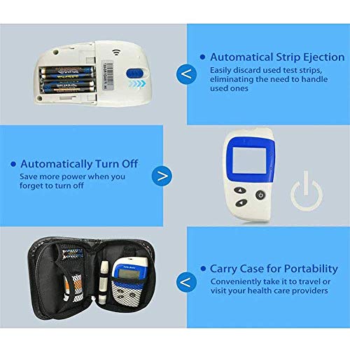 FJLOVE Glucómetro Kit de Glucómetro Codefree con 50 Tiras,50 Picotazo,Paquete de Sistema de Monitoreo de de Azúcar en Sangre para Control de la Diabetes,B
