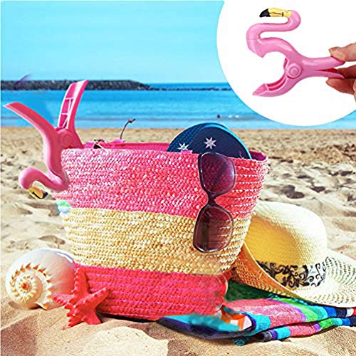 Flamingo Toalla Clips Gran novedad Tumbona Playa Pegs Ropa de lavandería pesada Tumbona Tumbona para silla de vacaciones Piscina Paquete de 2
