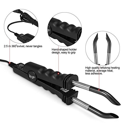 Flat Fusion Nano Hair Extension Connector para Keratin Bonded PTC Temperatura constante sin rastro Extensión de cabello Iron Wand Melting Tool(Negro)