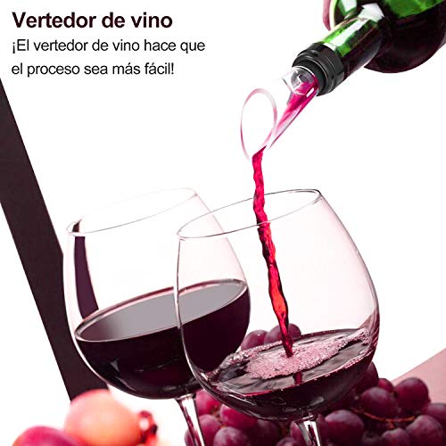 Flauno Sacacorchos Eléctrico Inalámbrico, Profesional Automatico Abrelatas de Vino, Abridor Botellas Recargable con Corta Cápsulas, Vertedor de Vino, Tapón de Vino Silicona de Vacío, Caja de Regalo