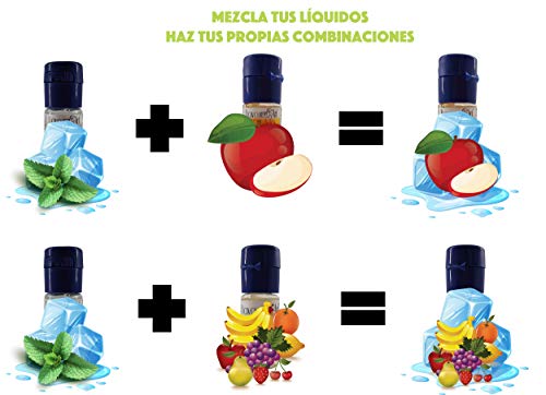 Flavour Art E-Liquid 6x10ml Set Menta/Fruta. Líquidos Sabor Menta,Sandía,Fresa,Cereza,Manzana y Tutifruti para todos los Vapers, Cigarrillos Electrónicos y Pods del mercado.No Nicotine.