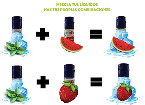 Flavour Art E-Liquid 6x10ml Set Menta/Fruta. Líquidos Sabor Menta,Sandía,Fresa,Cereza,Manzana y Tutifruti para todos los Vapers, Cigarrillos Electrónicos y Pods del mercado.No Nicotine.