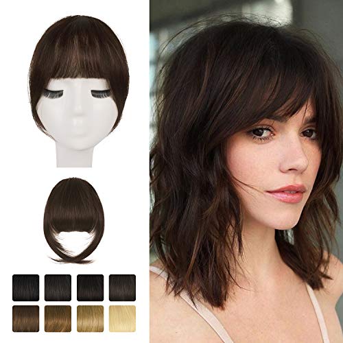 Flequillo Clip de Pelo Natural Mujer BARSDAR [4# Marrón] Flequillo Pelo Natural Clip in Fringe Bangs