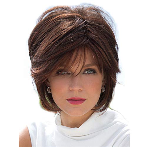 Fleurapance - Pelucas de pelo humano para mujer, cortas y muy naturales, estilo Bobo, rubias marrones, resistentes al calor, rizos rectos, rizados, ondulados, sintéticas