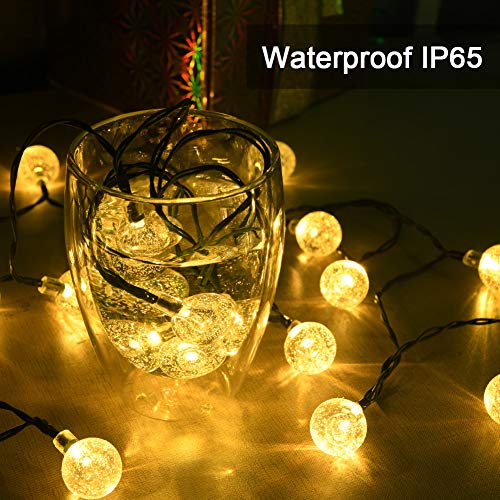 flintronic Cadena de Luces Led Solar, Guirnaldas Luces Exterior, 36ft/11m 60LED Guirnalda Solar LED Bola de Cristal Luces Decorativa para Jardín, Terraza, Boda, Árbol de Navidad, Fiesta, Patio