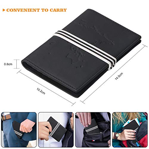 flintronic Fundas Pasaporte Piel, Bloqueo RFID Cartera de Piel de Pasaporte, Hombre/Mujeres Passport Holder con 4 Ranuras para Tarjetas, Porta Pasaporte para Tarjeta de Crédito y Billete - Negro