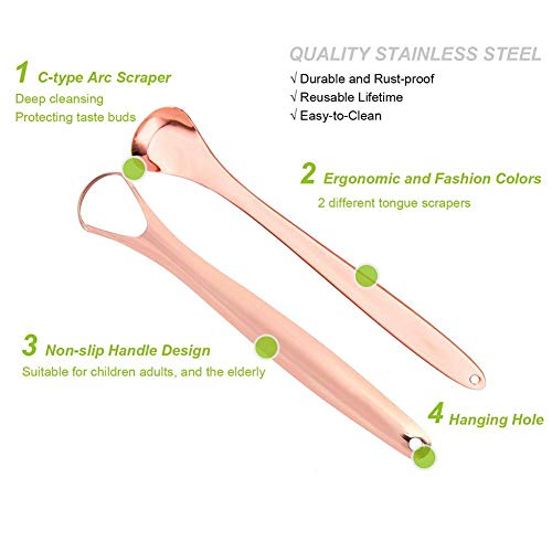 fllyingu Raspador de Lengua Limpiadores Lingual Acero Inoxidable Limpiadores de Lengua,Elimina El Mal Aliento para Limpiando la Boca Limpador Lengua Tongue Scraper