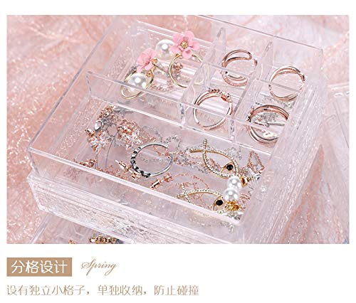 flmflmd Caja de joyería Transparente de Escritorio Caja de Almacenamiento de la joyería de Mano baratijas cosméticos Caja de lápiz Labial Glamour Purple