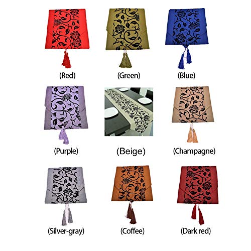 Flocado Imitación Tela de Seda Flor Mantel Camino de Mesa Mesas Paño Boda Utensilios Cocina Navidad Decoración Hogar Artículos para Fiestas - Blanco