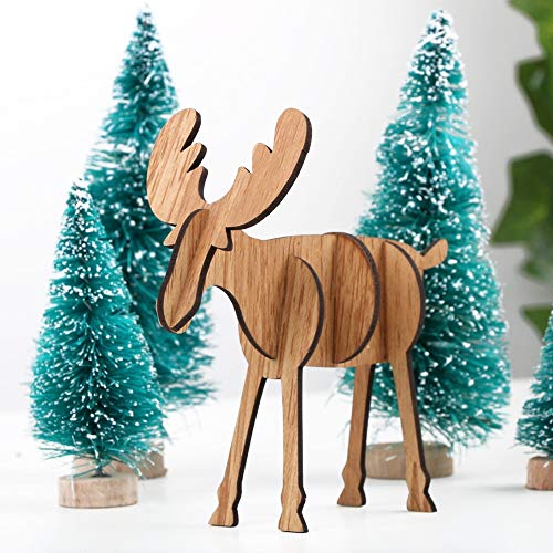 FLOFIA 3Kits Adornos de Navidad de Madera Adornos Navideños Mesa Navidad de Madera Árbol de Navidad Renos Xmas Decoración Navidad Hogar Mesa Ornamento Navidad Fiesta Regalo