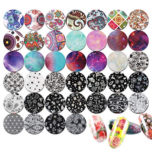 FLOFIA 86 Hojas Lámina de Uñas Starry Sky Nail Foil Transfer Nails Glitter Set Papel Transferencia Foil Pegatinas Uñas Holográfico Nail Stickers para DIY Arte de Uñas