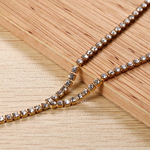 Flongo Gargantillas Doradas Choker de Metal con Diamantes de Imitacion Brillantes, Collar Largo con Borla, Retro Vintage chokers 2017