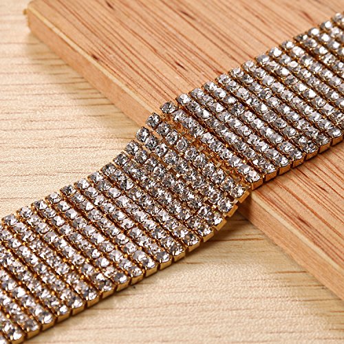 Flongo Gargantillas Doradas Choker de Metal con Diamantes de Imitacion Brillantes, Collar Largo con Borla, Retro Vintage chokers 2017