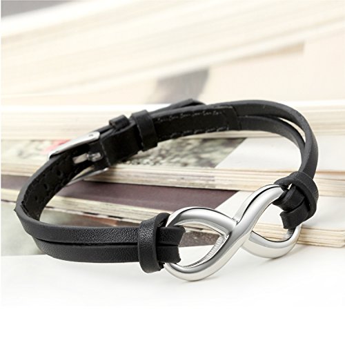 Flongo Joyería El Amor Infinito Pulsera de Cuero Hombre Mujer, Diseño Elegante Brazalete Charms, Ajustable de Uso a Diario, 7 Colores Disponibles, Atractivo para El Verano